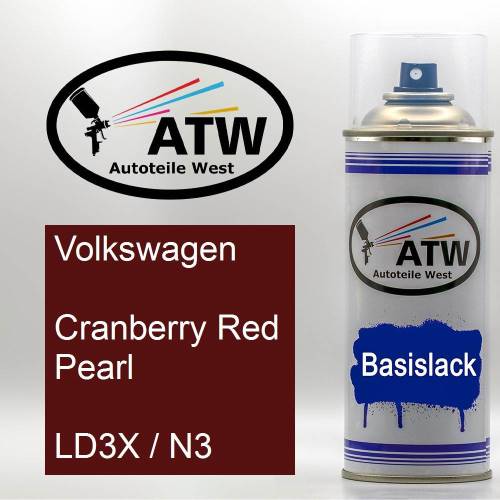 Volkswagen, Cranberry Red Pearl, LD3X / N3: 400ml Sprühdose, von ATW Autoteile West.